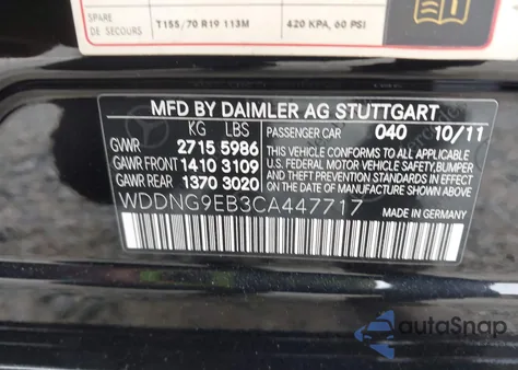 2012 Mercedes-Benz S 550 4Matic z USA, uszkodzony, nr VIN WDDNG9EB3CA447717